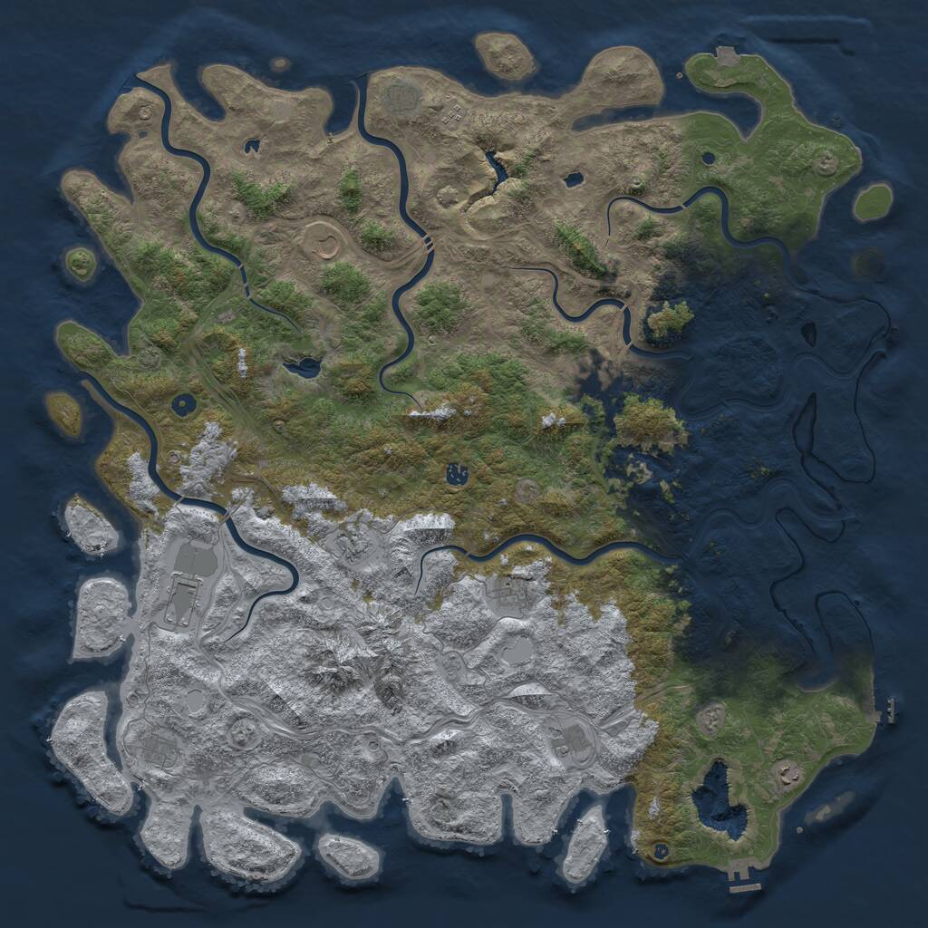 Rust Map: Procedural Map, Size: 6000, Seed: 1212, 17 Monuments