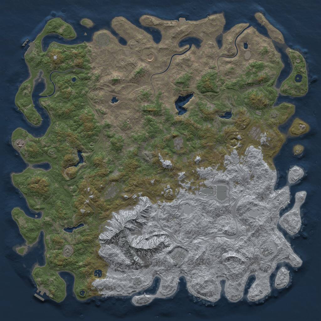 Rust Map: Procedural Map, Size: 6000, Seed: 631058586, 17 Monuments