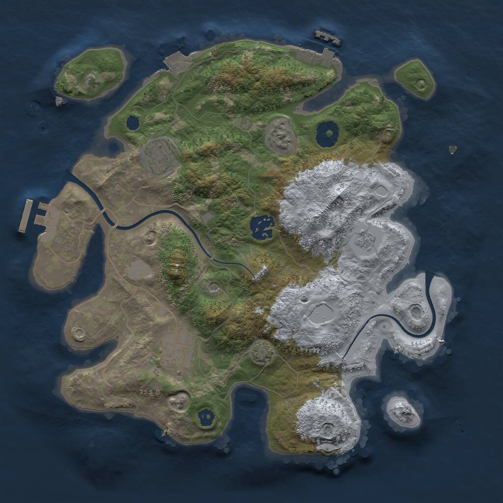 Rust Map: Procedural Map, Size: 3000, Seed: 4567893, 9 Monuments