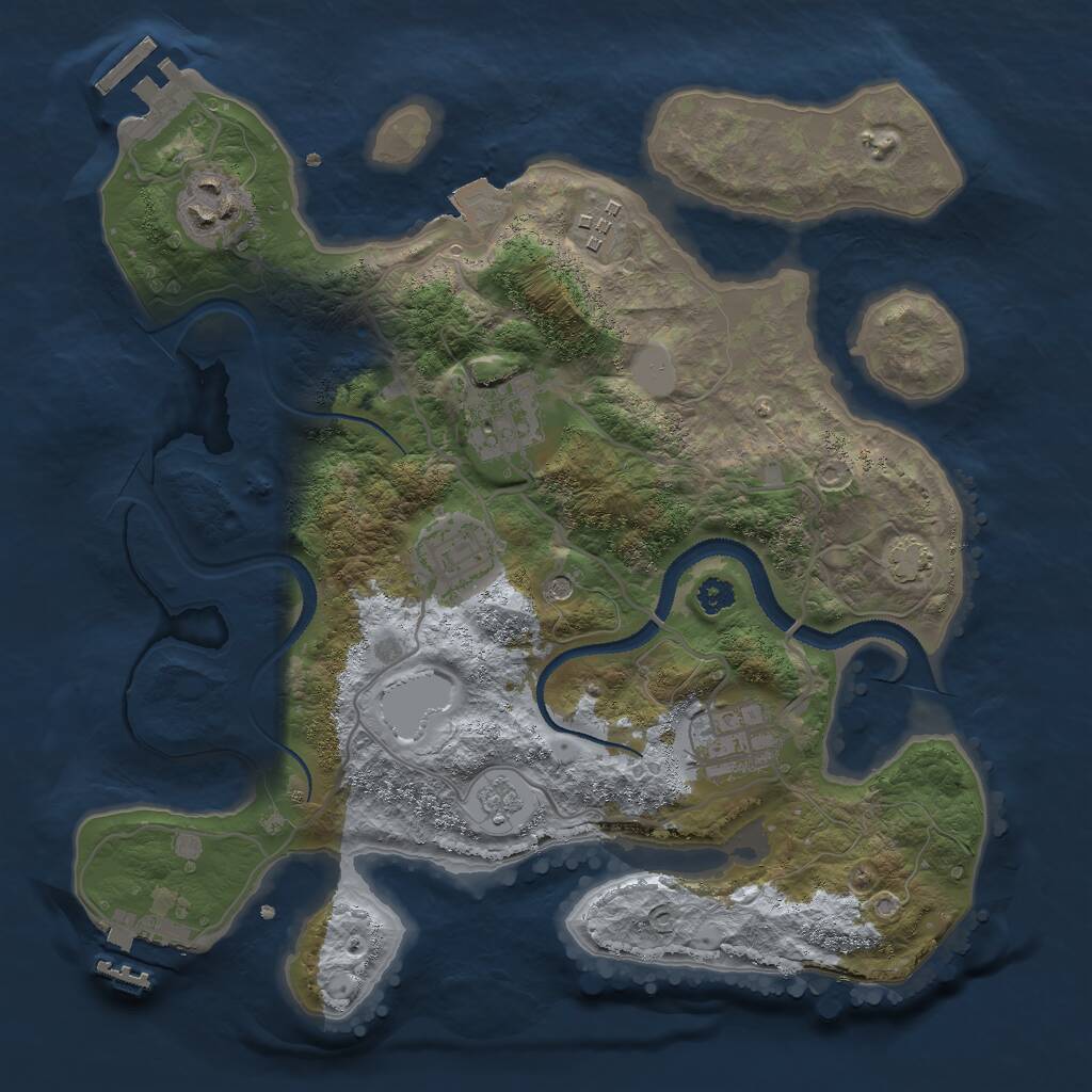 Rust Map: Procedural Map, Size: 3000, Seed: 3456425, 11 Monuments