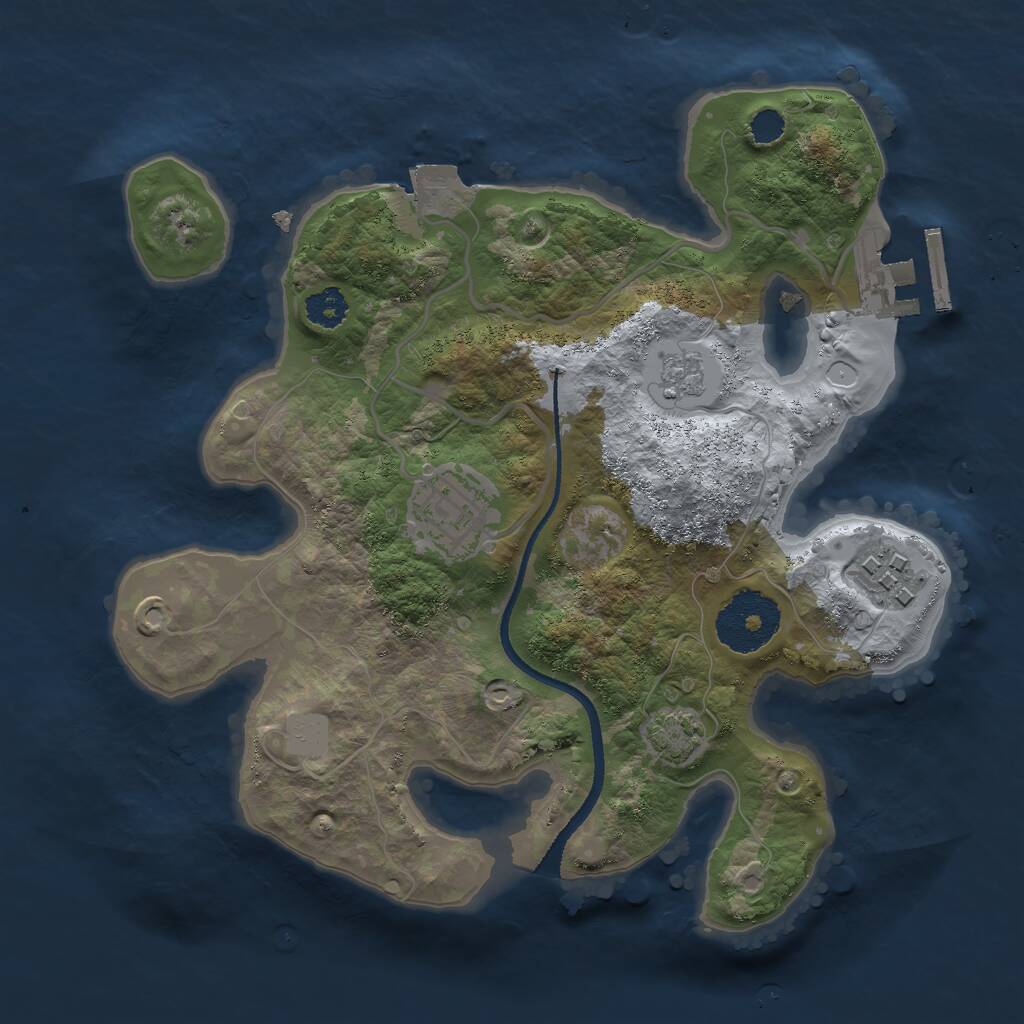 Rust Map: Procedural Map, Size: 2500, Seed: 897763482, 6 Monuments