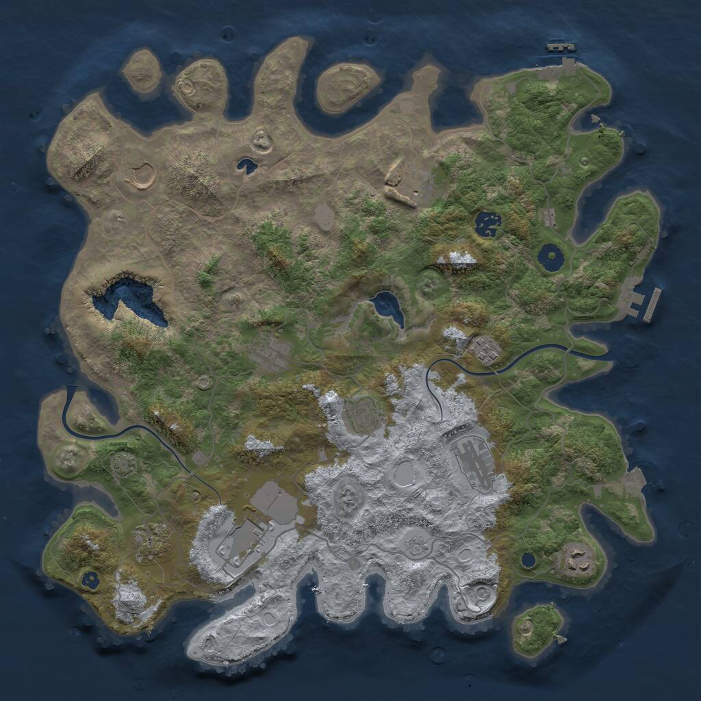 Rust Map: Procedural Map, Size: 4000, Seed: 696545677, 16 Monuments