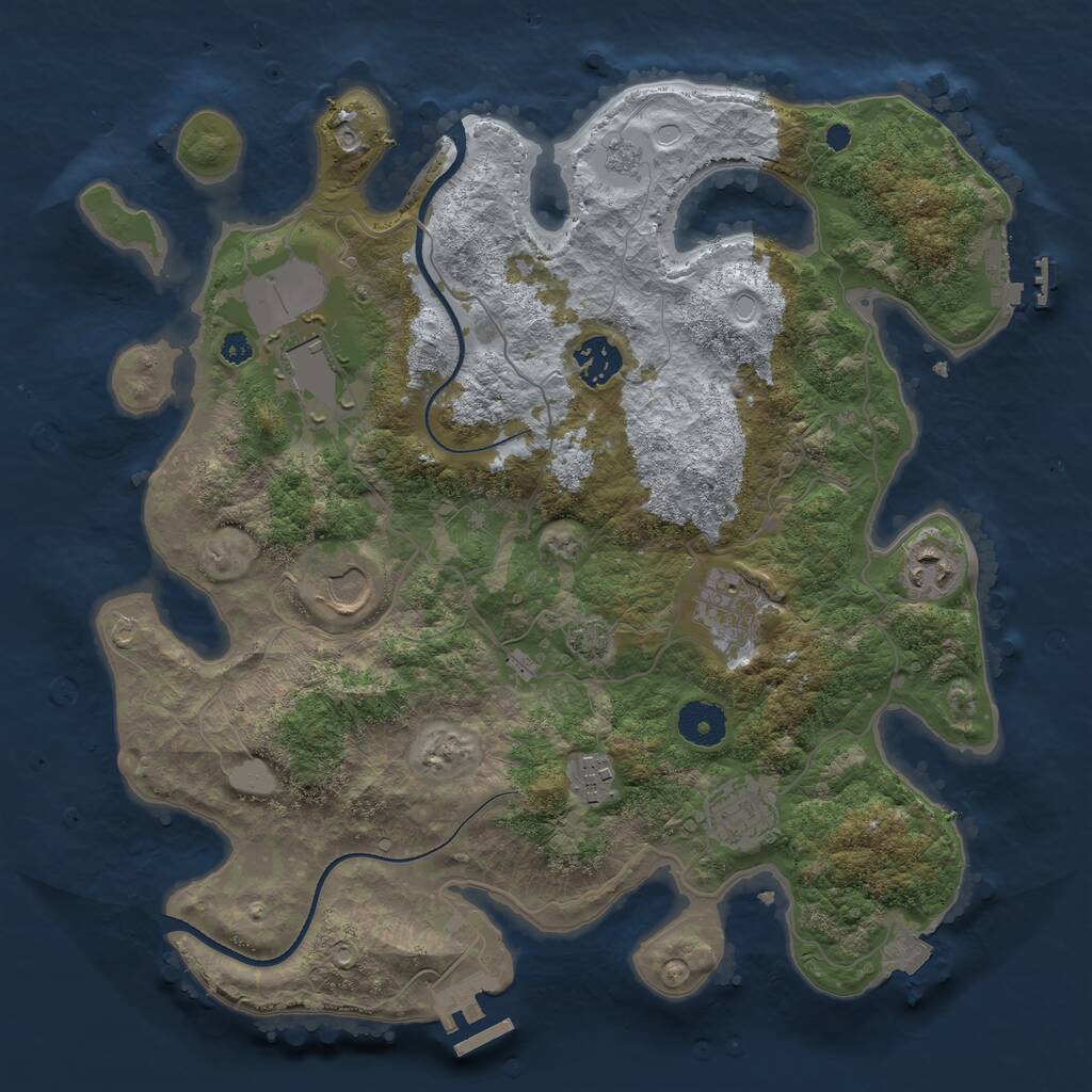 Rust Map: Procedural Map, Size: 3500, Seed: 1985000741, 12 Monuments