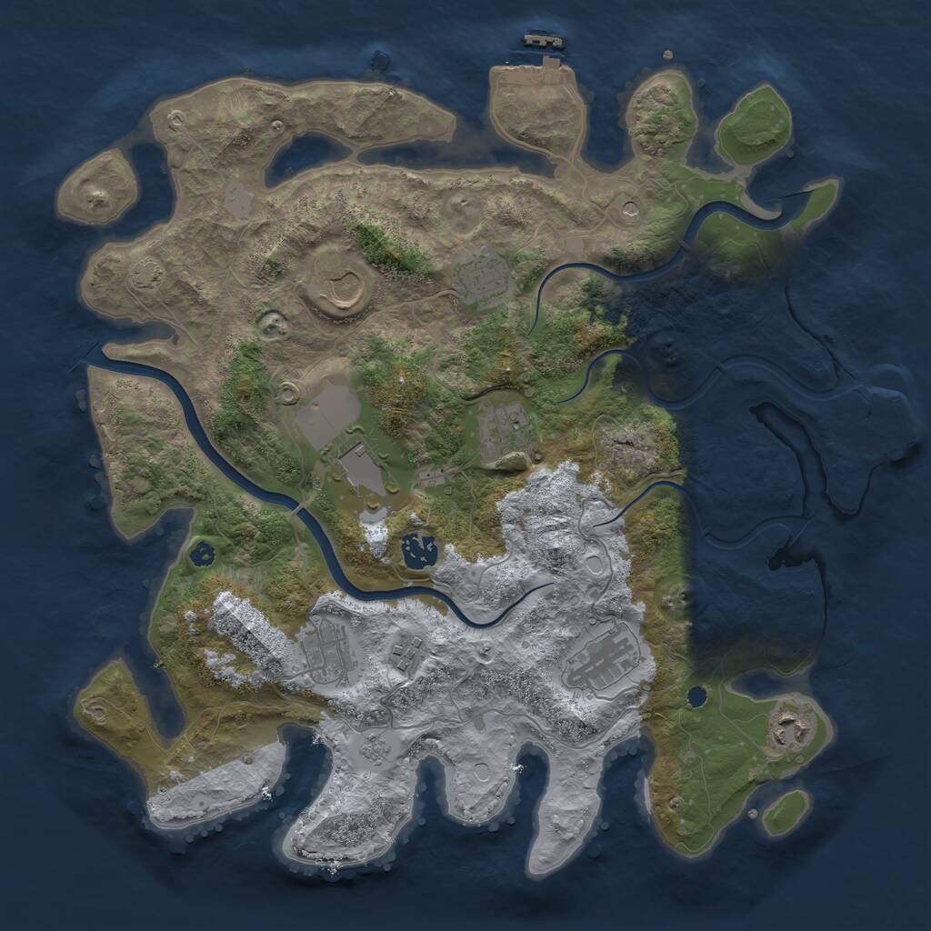 Rust Map: Procedural Map, Size: 3800, Seed: 2141747708, 15 Monuments