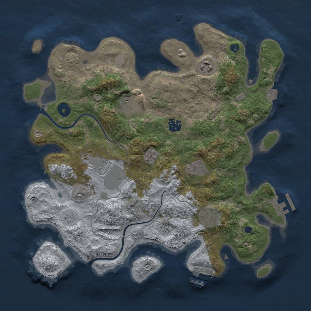 Rust Map: Procedural Map, Size: 3500, Seed: 123456787, 13 Monuments