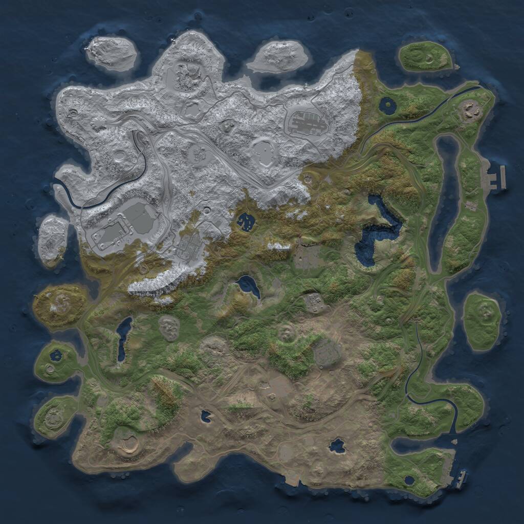 Rust Map: Procedural Map, Size: 4500, Seed: 5284916, 17 Monuments