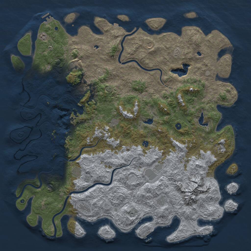 Rust Map: Procedural Map, Size: 6000, Seed: 1063713154, 17 Monuments