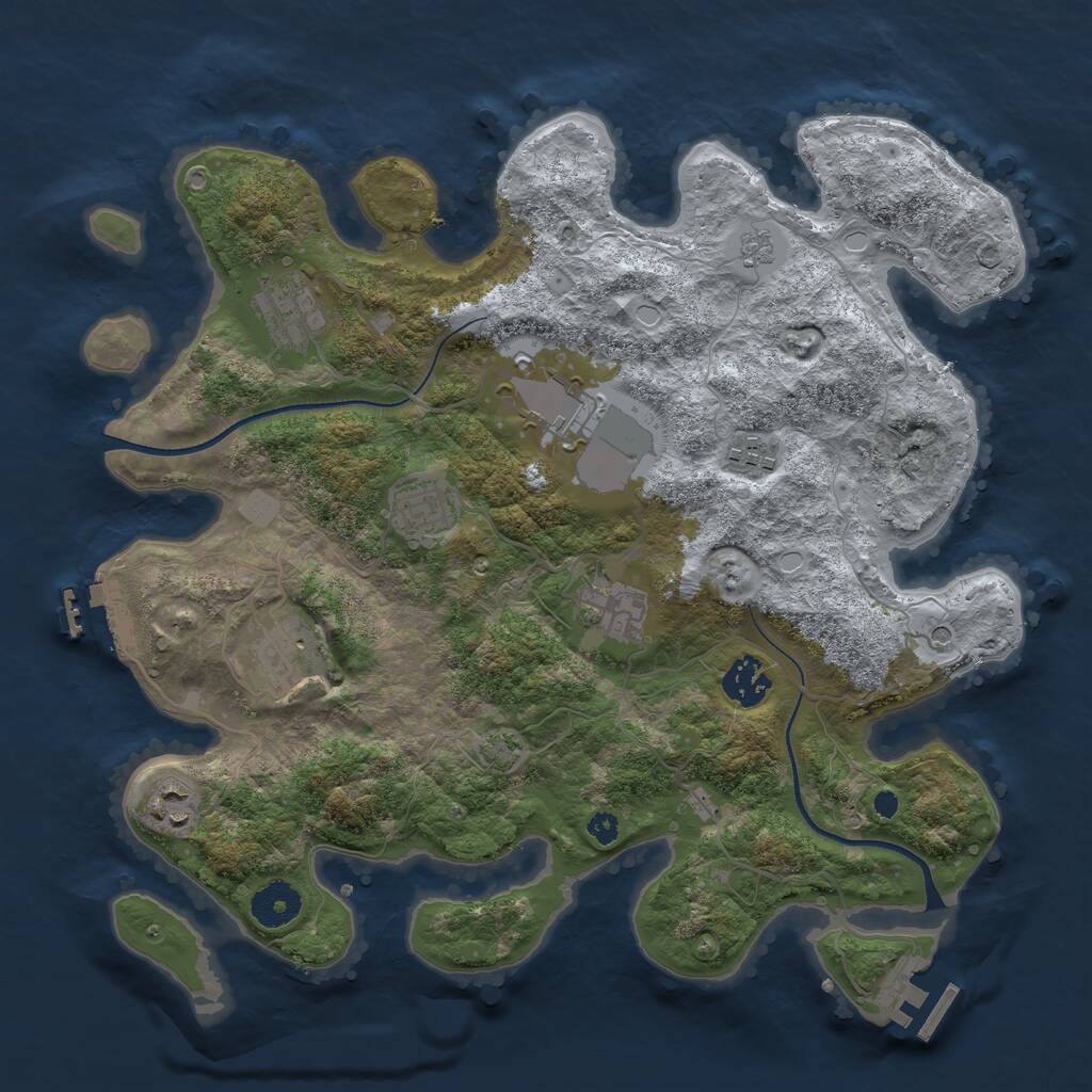 Rust Map: Procedural Map, Size: 3500, Seed: 176653289, 14 Monuments