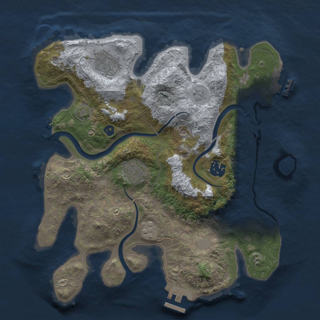 Rust Map: Procedural Map, Size: 3000, Seed: 2039328946, 12 Monuments