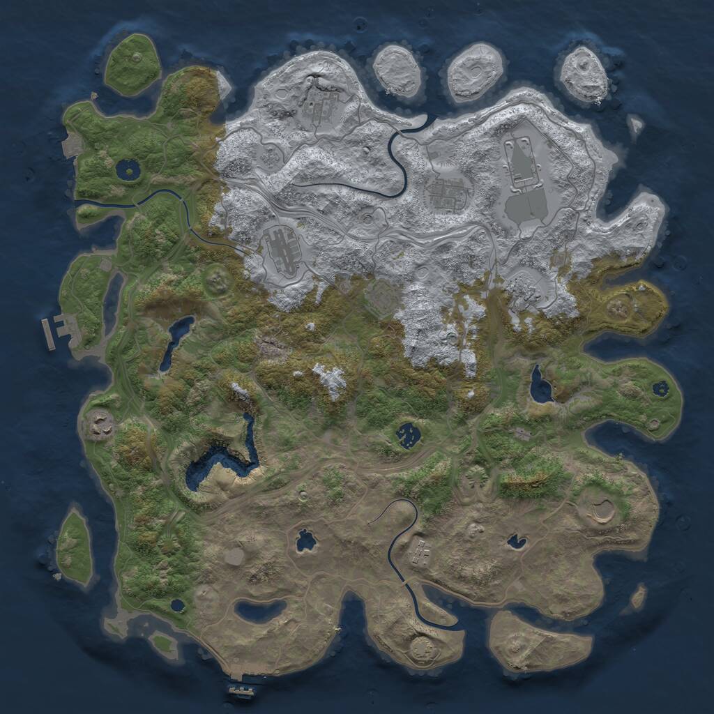 Rust Map: Procedural Map, Size: 4500, Seed: 1435205632, 16 Monuments