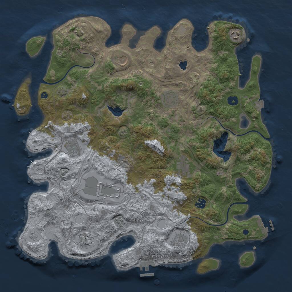 Rust Map: Procedural Map, Size: 4250, Seed: 918425881, 16 Monuments