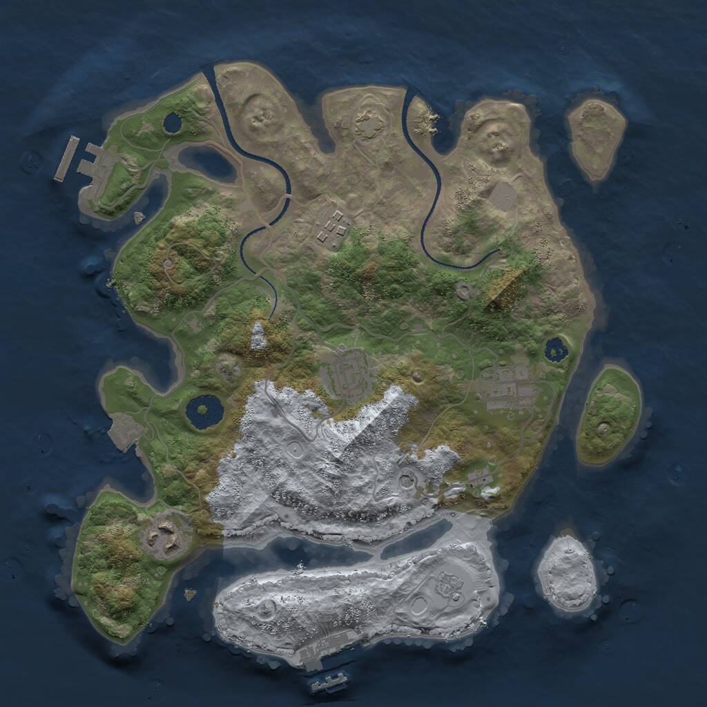 Rust Map: Procedural Map, Size: 3000, Seed: 55772, 10 Monuments