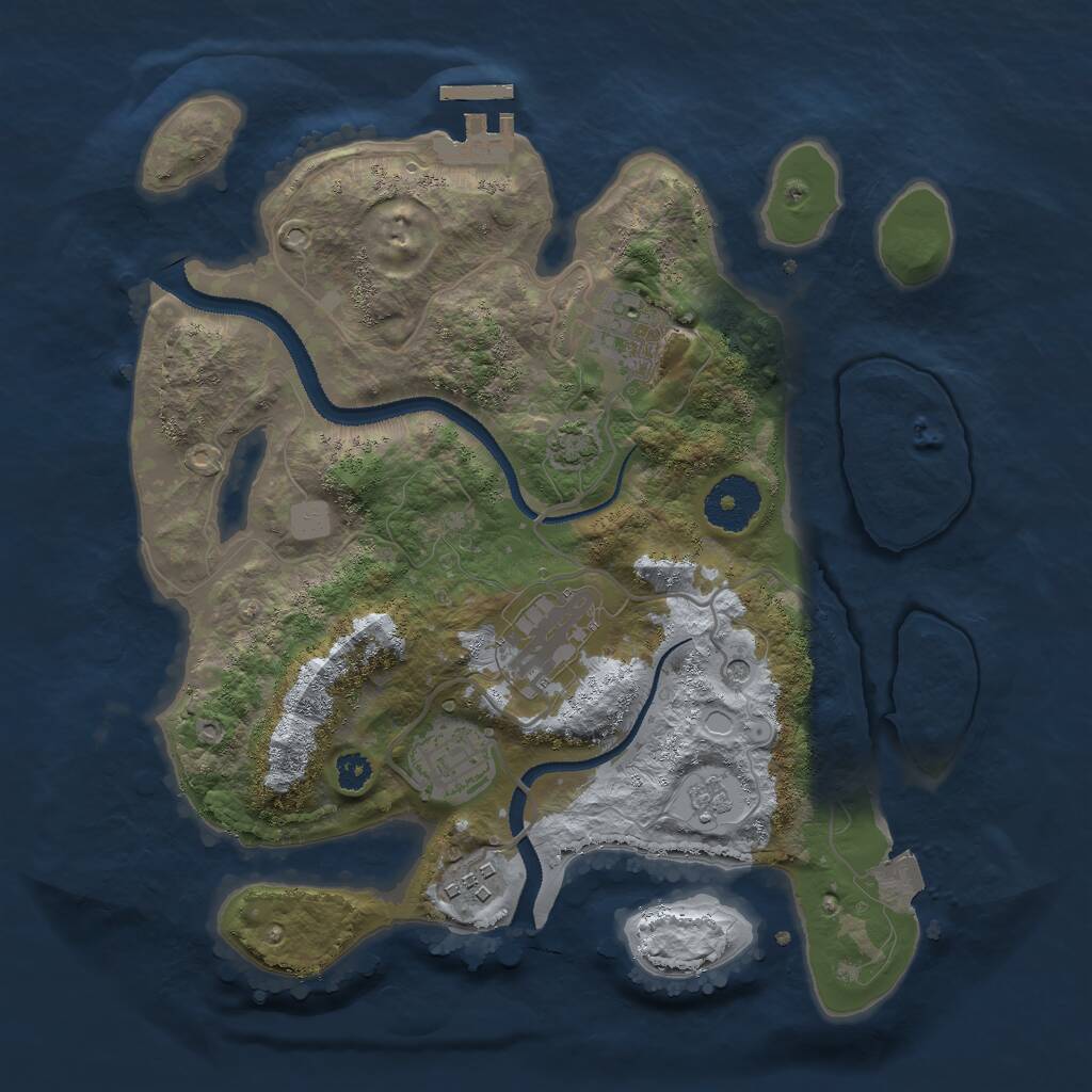 Rust Map: Procedural Map, Size: 3000, Seed: 91915, 9 Monuments