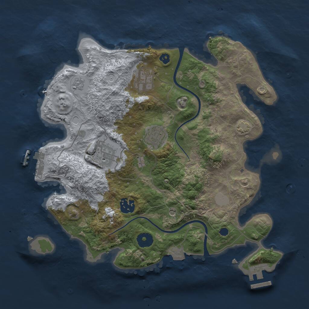 Rust Map: Procedural Map, Size: 3000, Seed: 76753, 10 Monuments
