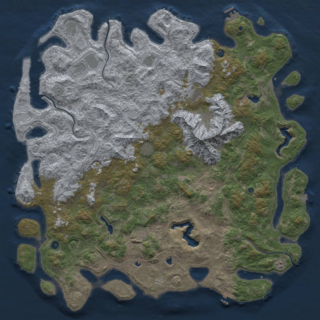 Rust Map: Procedural Map, Size: 6000, Seed: 448311642, 17 Monuments