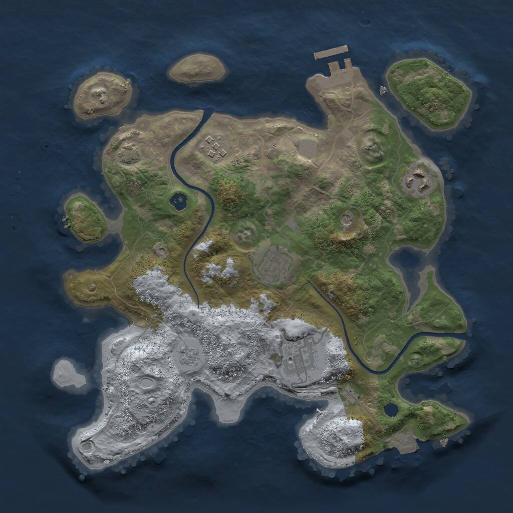 Rust Map: Procedural Map, Size: 3000, Seed: 9502174, 9 Monuments