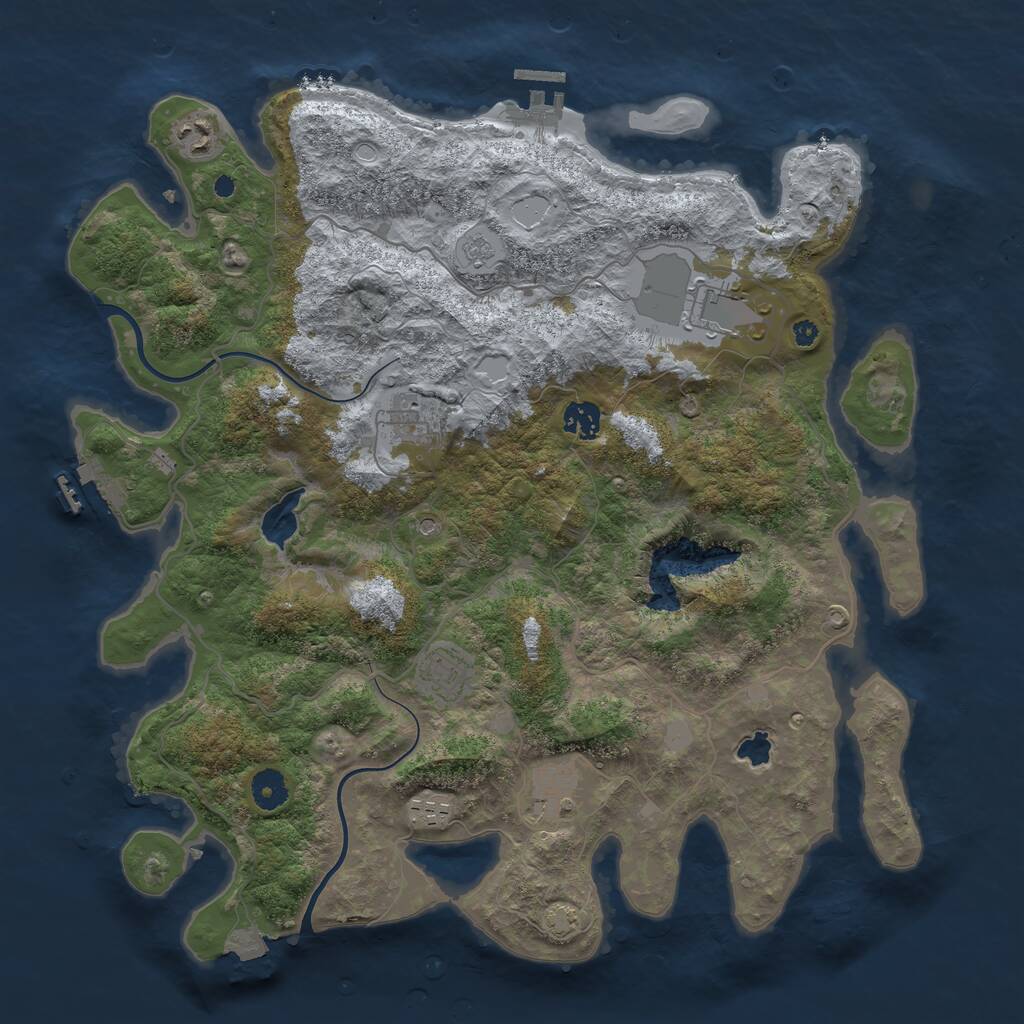 Rust Map: Procedural Map, Size: 4000, Seed: 1819776219, 13 Monuments