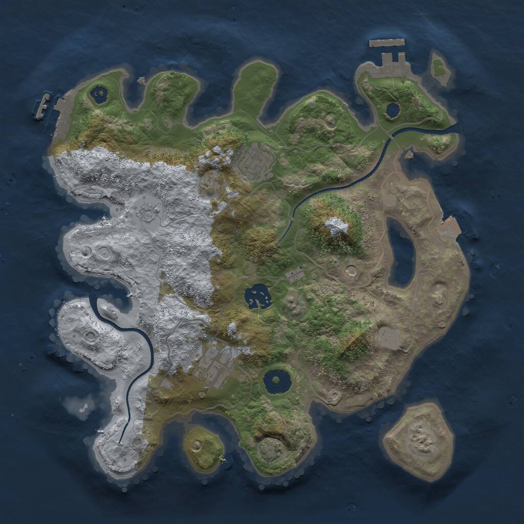 Rust Map: Procedural Map, Size: 3000, Seed: 1291063615, 9 Monuments