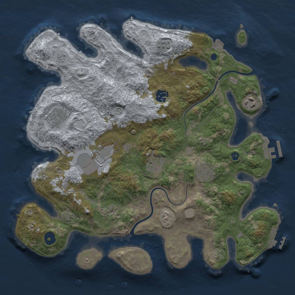 Rust Map: Procedural Map, Size: 3600, Seed: 10511, 14 Monuments