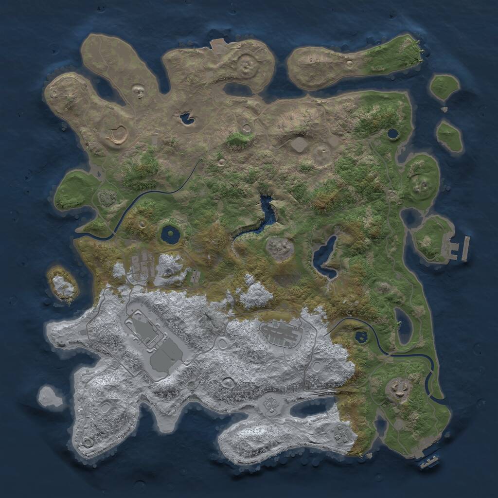 Rust Map: Procedural Map, Size: 4000, Seed: 9502174, 12 Monuments