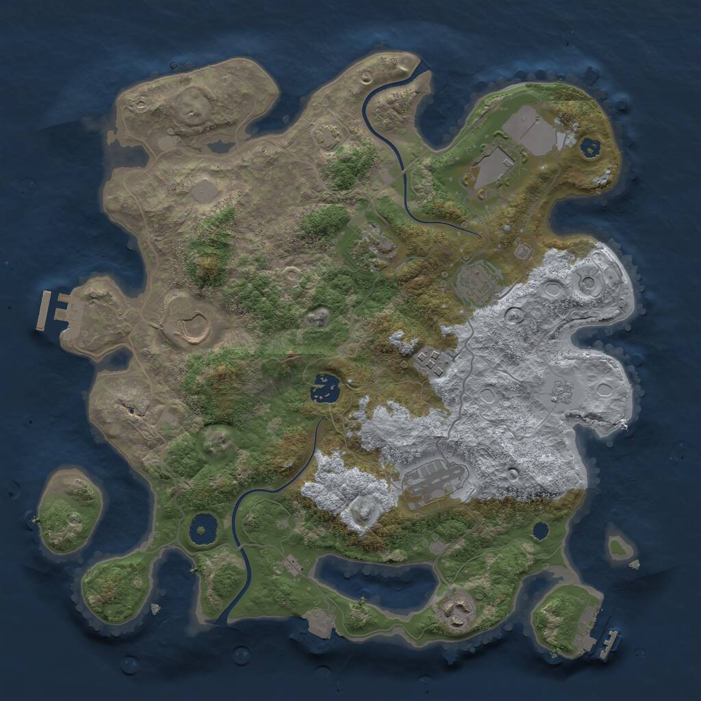 Rust Map: Procedural Map, Size: 3500, Seed: 53268704, 14 Monuments