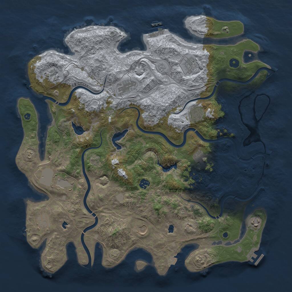 Rust Map: Procedural Map, Size: 4500, Seed: 1101720902, 17 Monuments