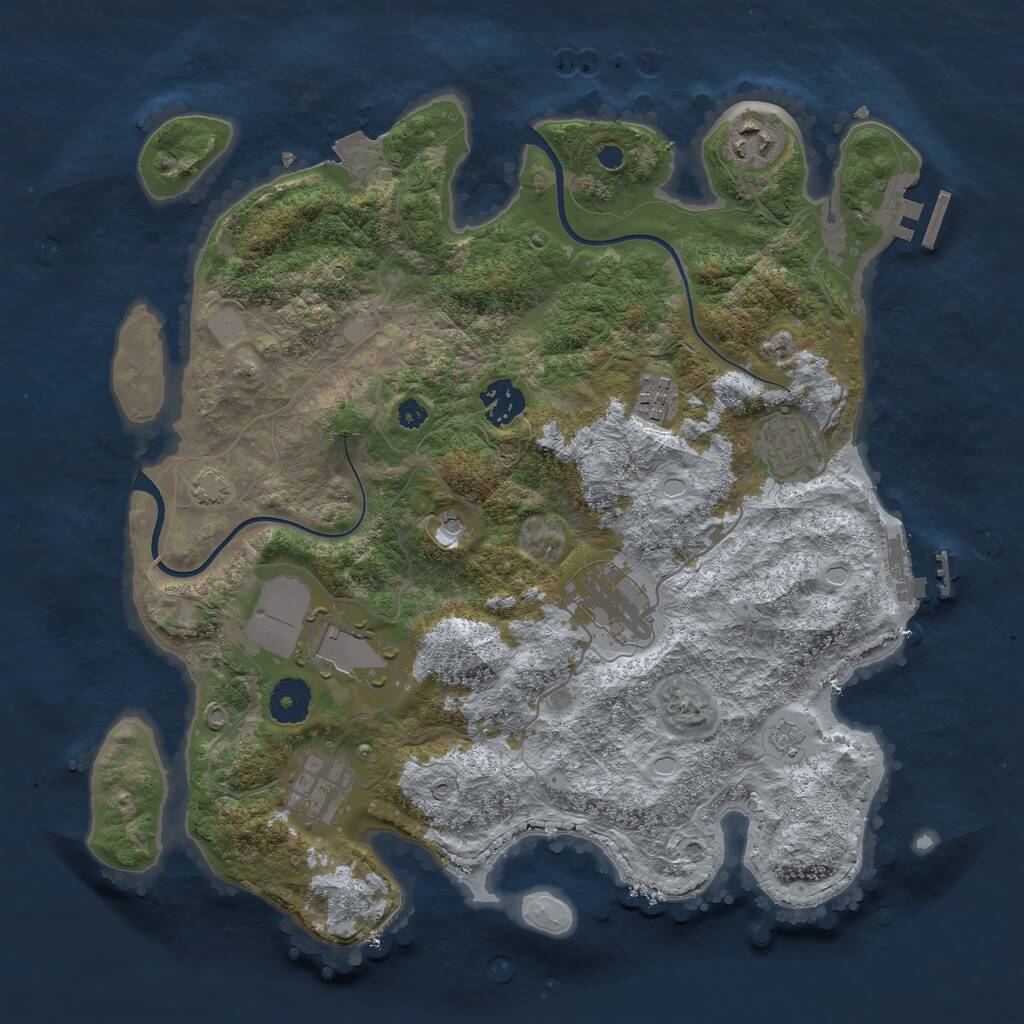 Rust Map: Procedural Map, Size: 3500, Seed: 245111453, 13 Monuments