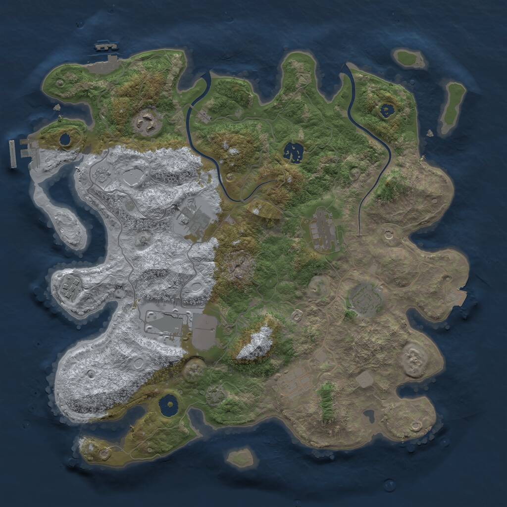 Rust Map: Procedural Map, Size: 3700, Seed: 59882562, 14 Monuments