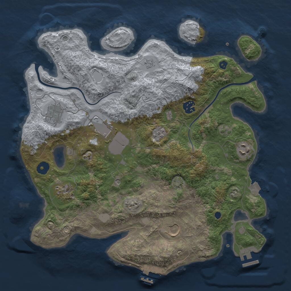 Rust Map: Procedural Map, Size: 3500, Seed: 527243661, 13 Monuments