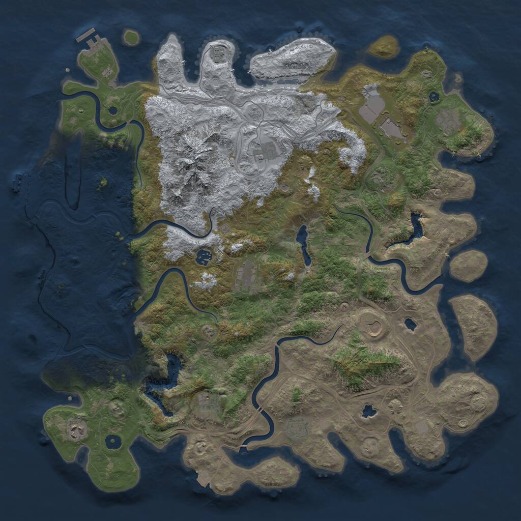 Rust Map: Procedural Map, Size: 5000, Seed: 1649290101, 17 Monuments