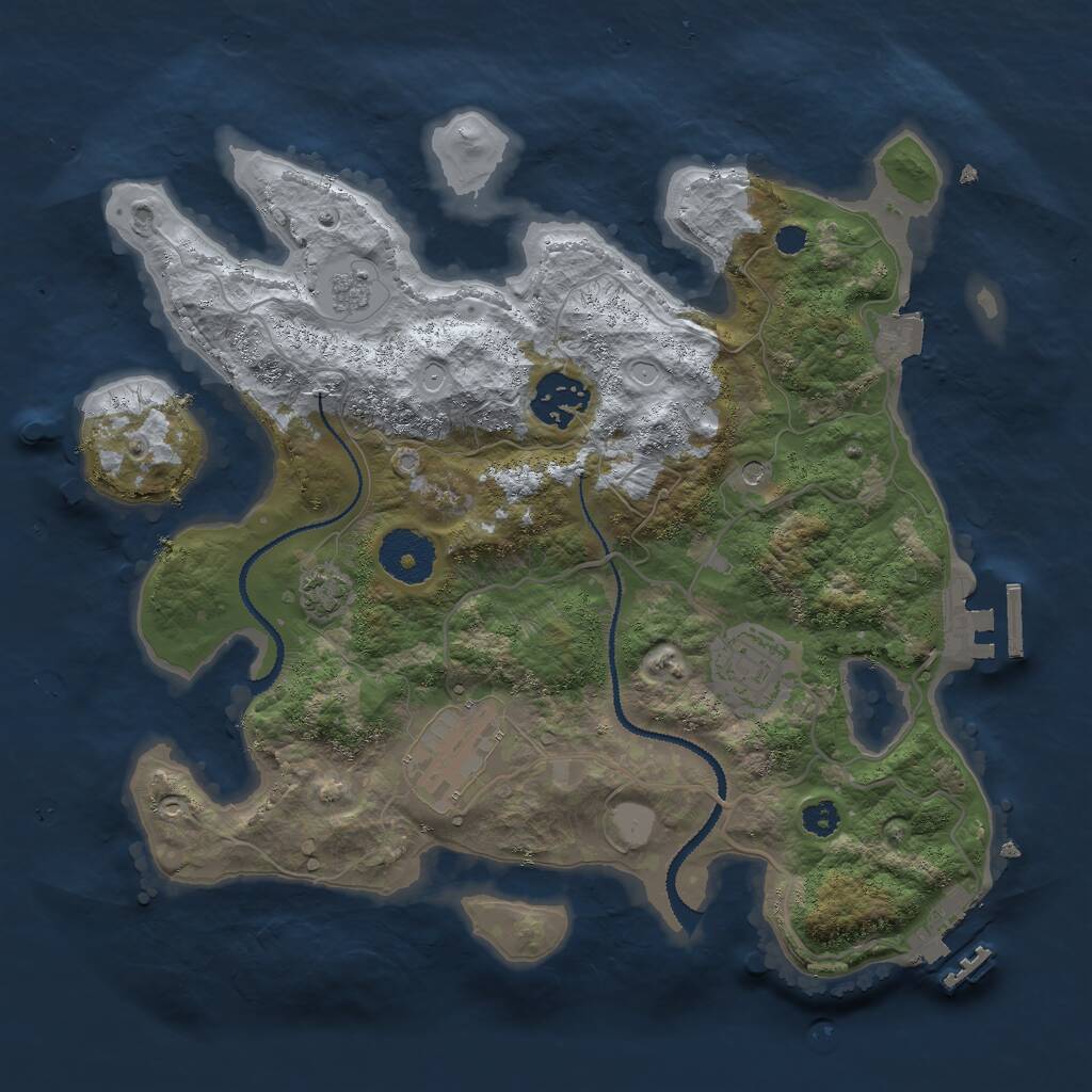 Rust Map: Procedural Map, Size: 3000, Seed: 1041837673, 9 Monuments