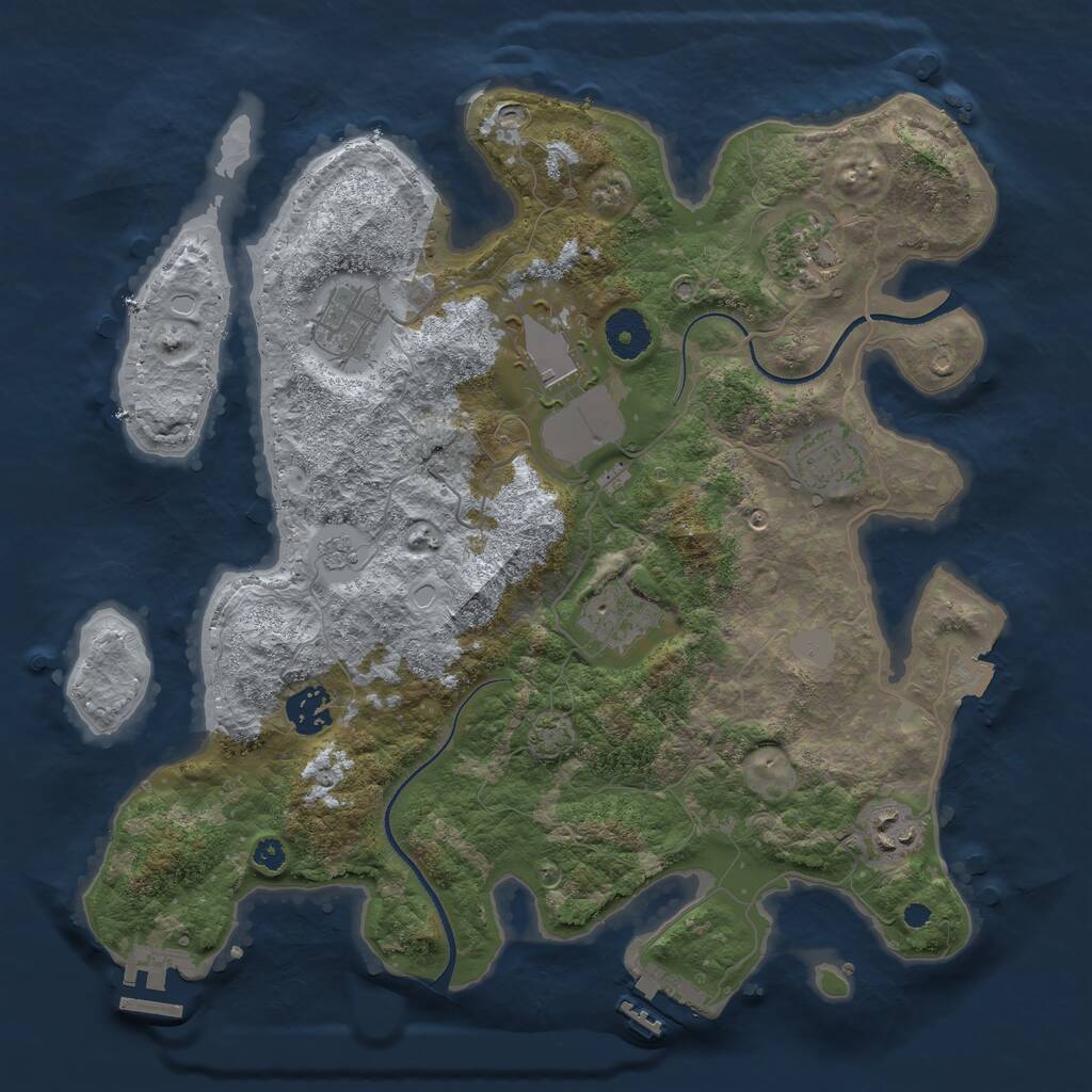 Rust Map: Procedural Map, Size: 3500, Seed: 889135149, 12 Monuments