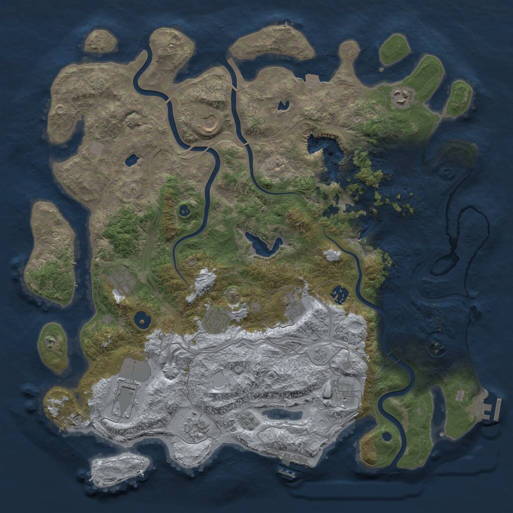 Rust Map: Procedural Map, Size: 4500, Seed: 1674732793, 16 Monuments