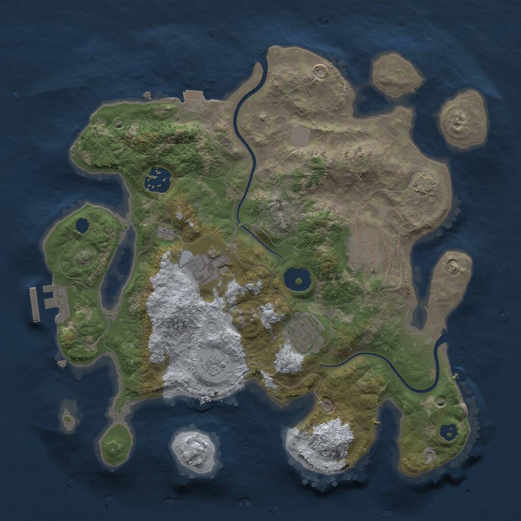 Rust Map: Procedural Map, Size: 3000, Seed: 85114, 8 Monuments