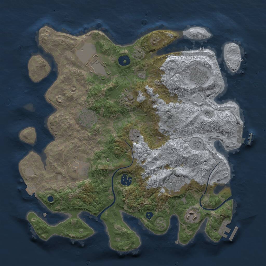 Rust Map: Procedural Map, Size: 3500, Seed: 1609909352, 15 Monuments