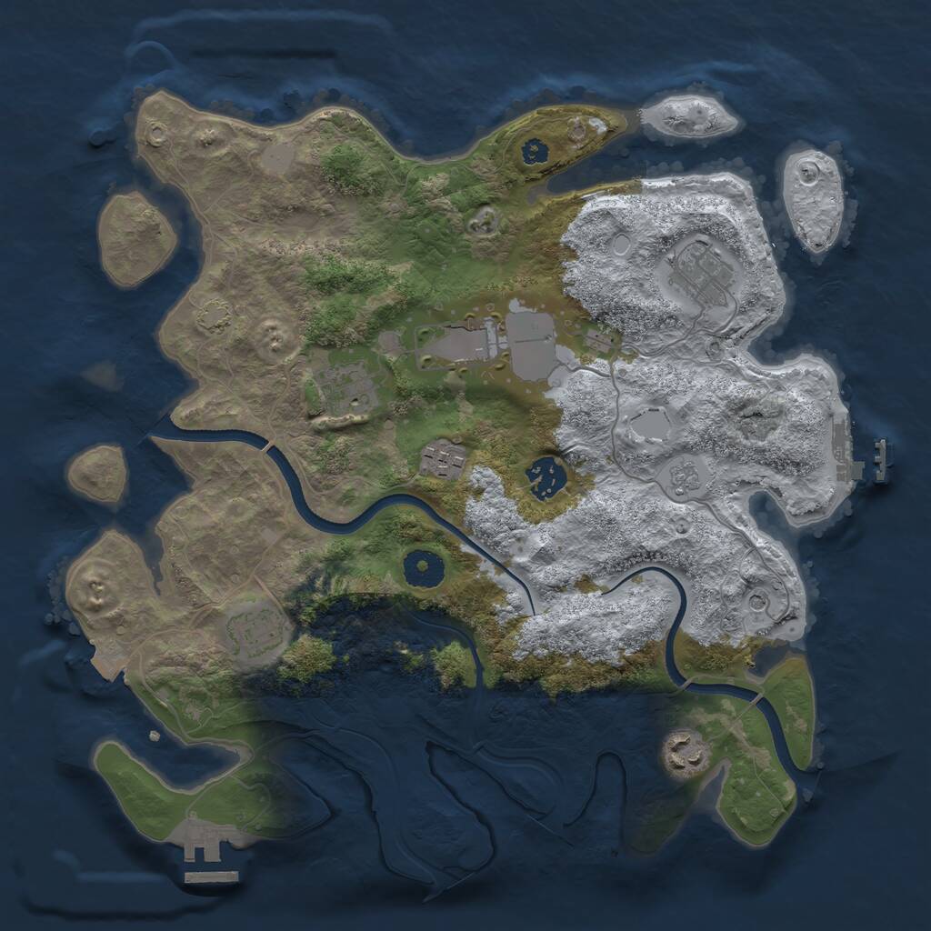 Rust Map: Procedural Map, Size: 3500, Seed: 1609909352, 13 Monuments