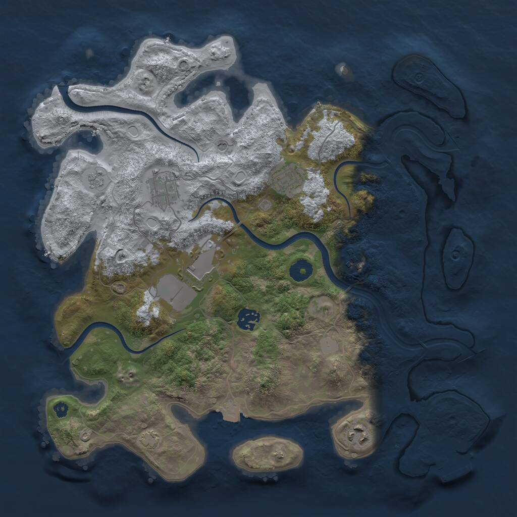 Rust Map: Procedural Map, Size: 3500, Seed: 701233683, 11 Monuments