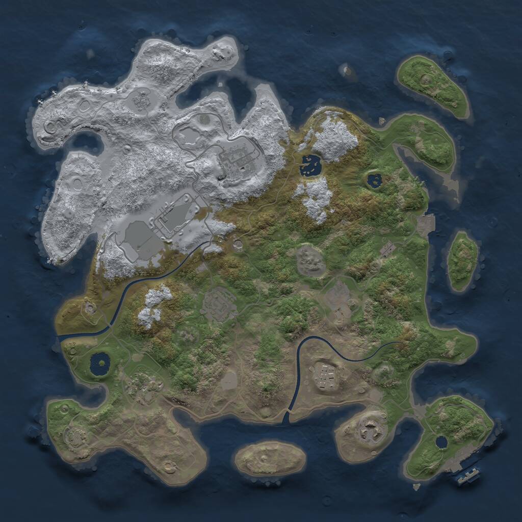 Rust Map: Procedural Map, Size: 3500, Seed: 701233683, 13 Monuments