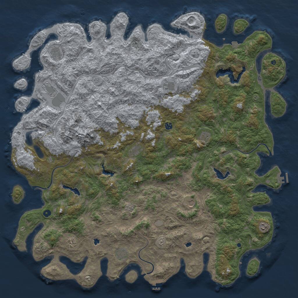 Rust Map: Procedural Map, Size: 6000, Seed: 62754177, 19 Monuments