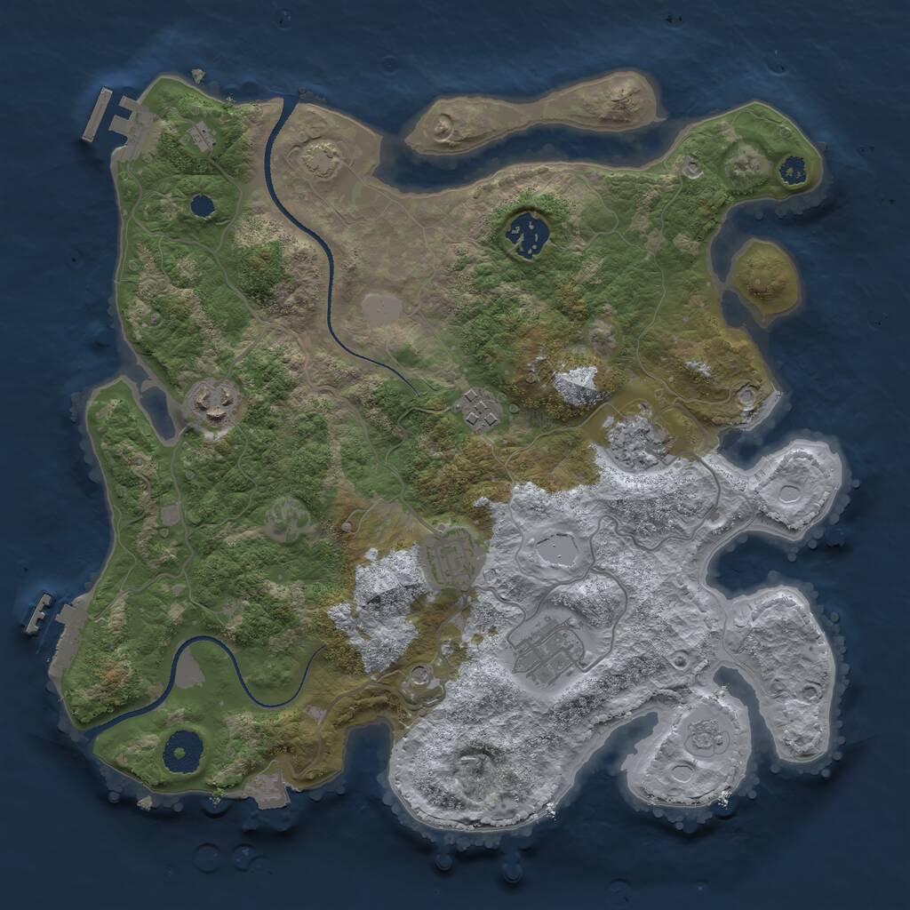 Rust Map: Procedural Map, Size: 3300, Seed: 1500, 12 Monuments