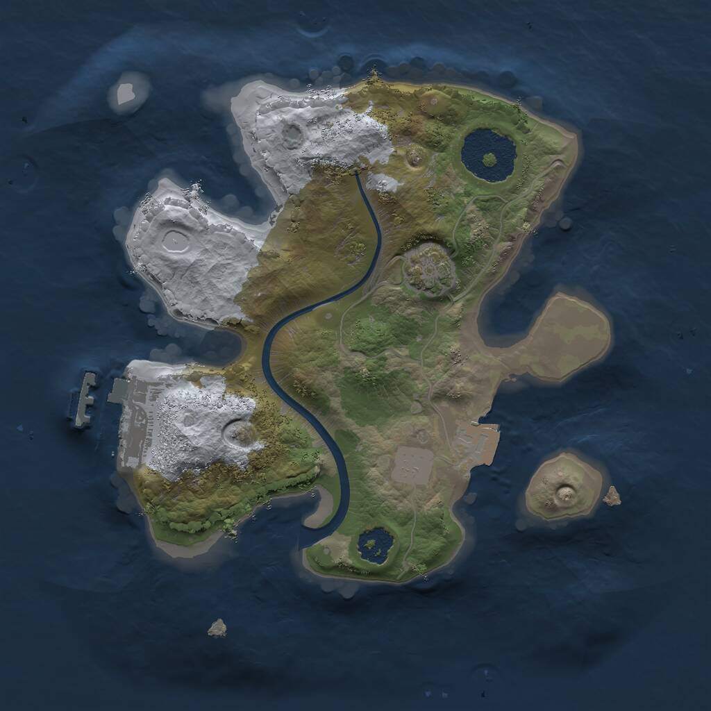 Rust Map: Procedural Map, Size: 2000, Seed: 1097757202, 3 Monuments