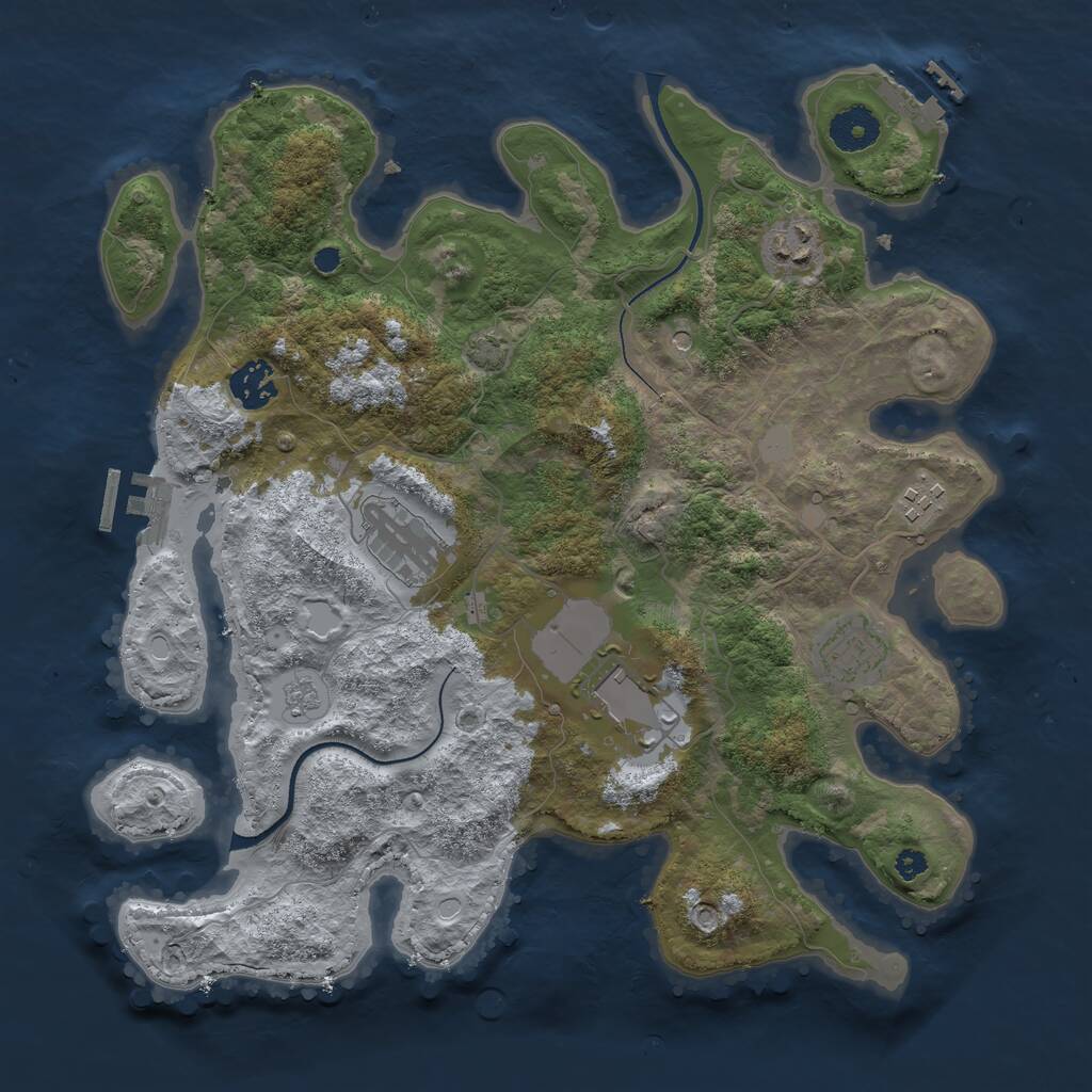 Rust Map: Procedural Map, Size: 3500, Seed: 2100460175, 12 Monuments