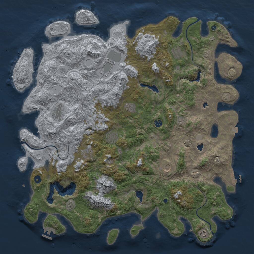 Rust Map: Procedural Map, Size: 5000, Seed: 1038756406, 16 Monuments