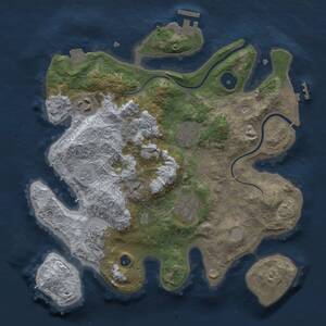 Thumbnail Rust Map: Procedural Map, Size: 3000, Seed: 1735599352, 11 Monuments