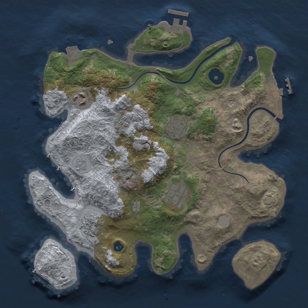 Rust Map: Procedural Map, Size: 3000, Seed: 1735599352, 11 Monuments