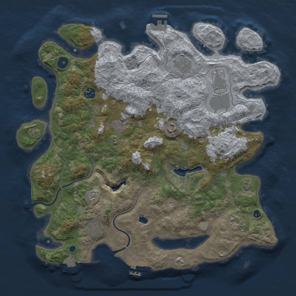 Rust Map: Procedural Map, Size: 4000, Seed: 1054702960, 14 Monuments