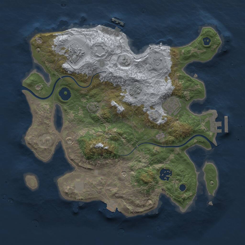 Rust Map: Procedural Map, Size: 3000, Seed: 73253, 10 Monuments