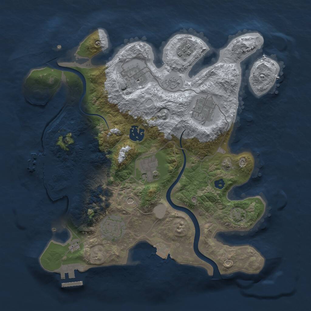 Rust Map: Procedural Map, Size: 3000, Seed: 1054702960, 12 Monuments