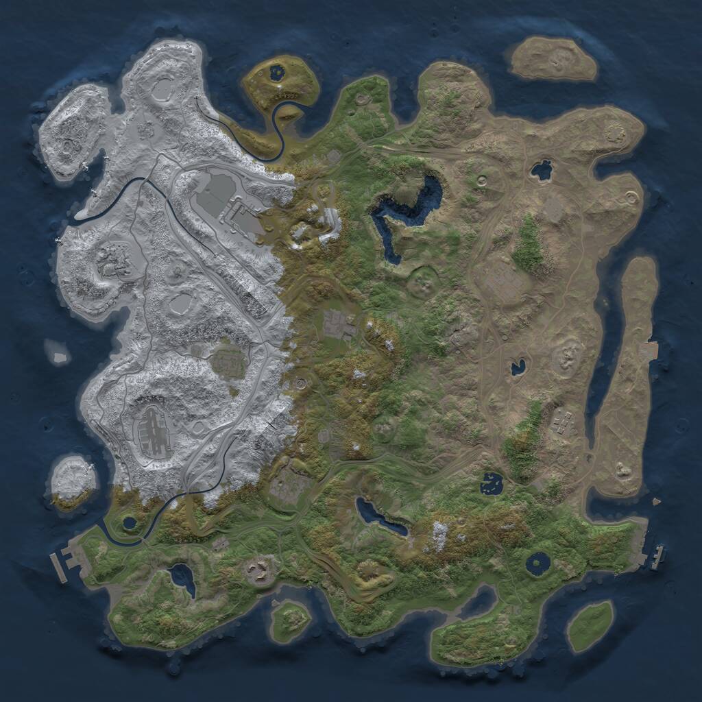 Rust Map: Procedural Map, Size: 4500, Seed: 1084178375, 16 Monuments