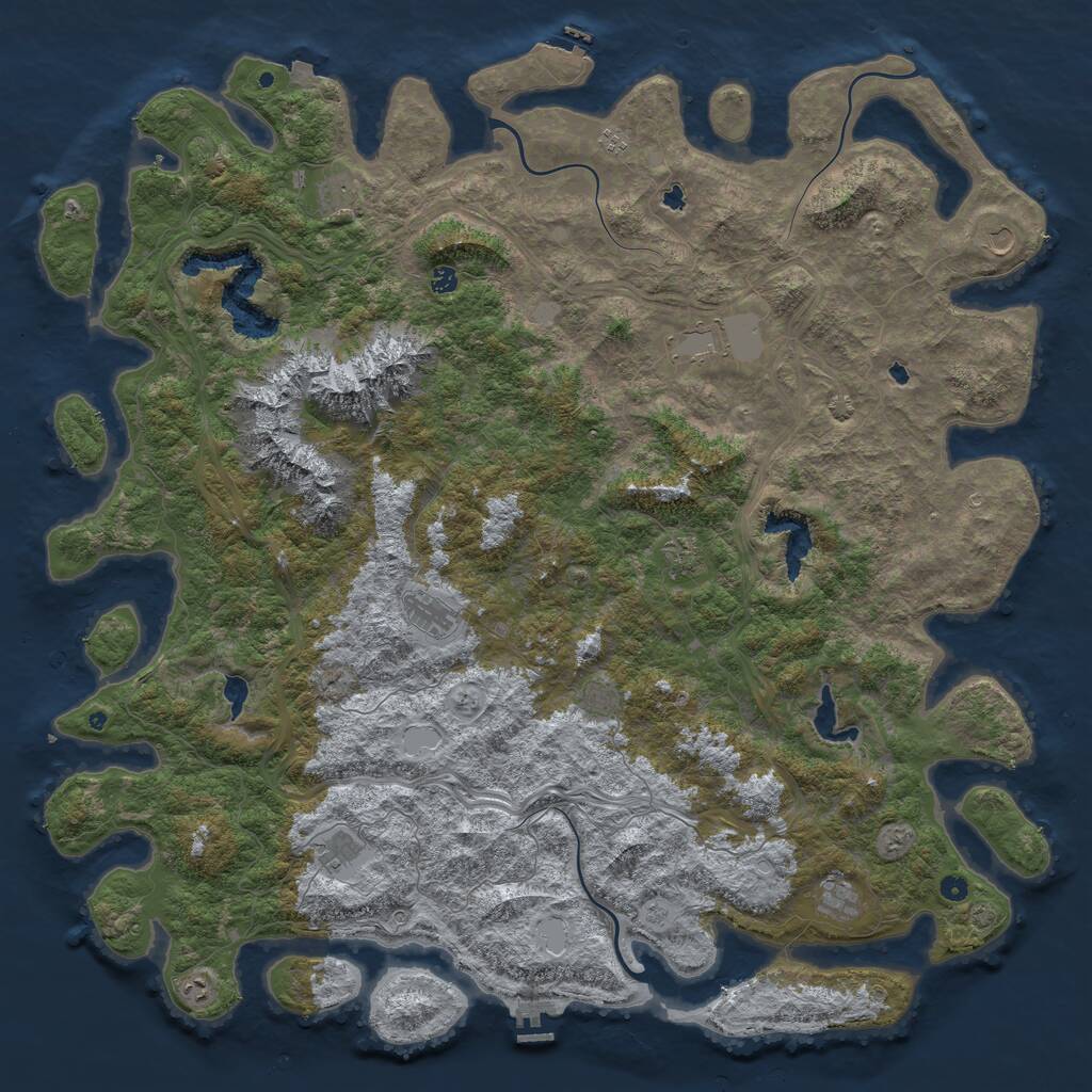 Rust Map: Procedural Map, Size: 6000, Seed: 1247893, 17 Monuments